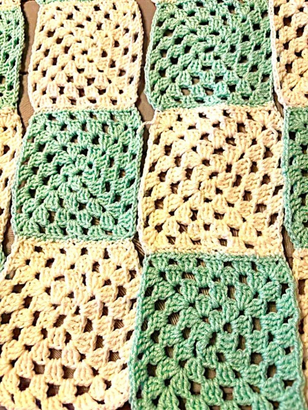 Mint green & White Checkerboard Granny Square Toddler Baby Afghan to be finished